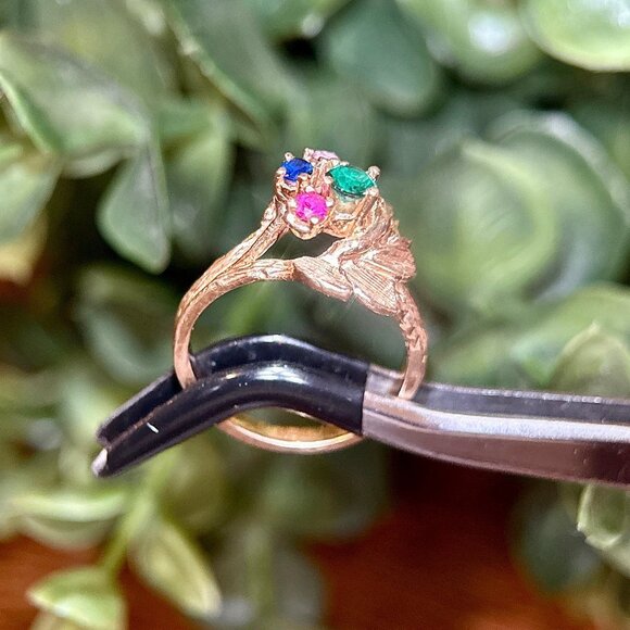 10K Gold 4-Gemstones Ring - Picture 8 of 12